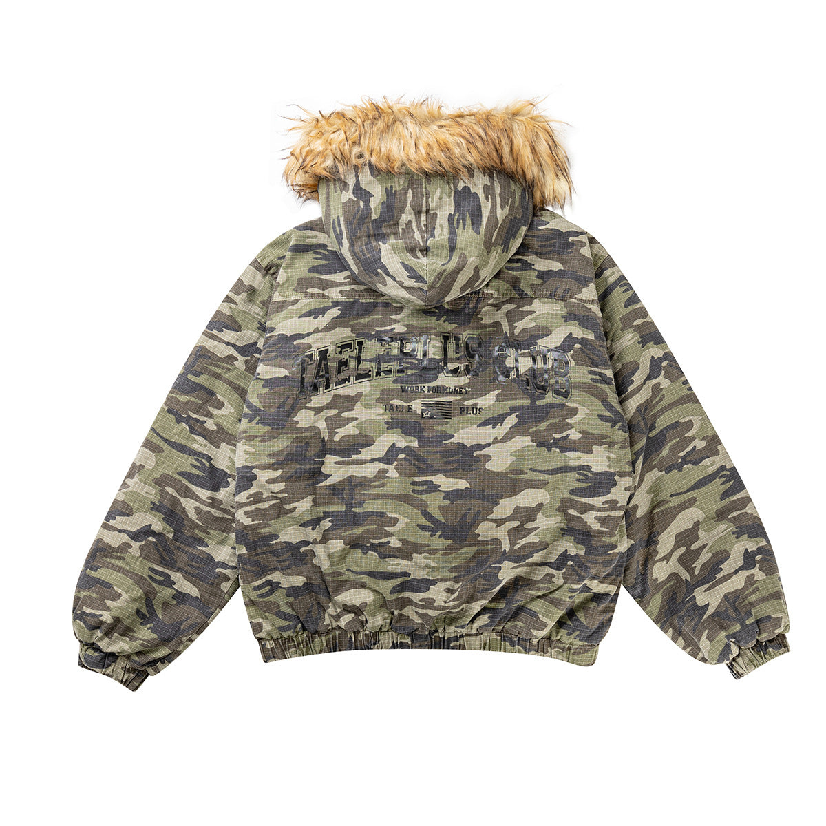 Camuflaje Chaqueta acolchada de cuello de piel desmontable WN11311