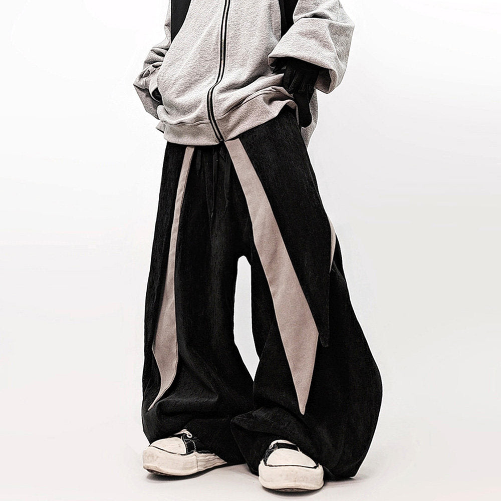 Fake Layered Curved Cut Wide Leg Cargo Pants WN23981