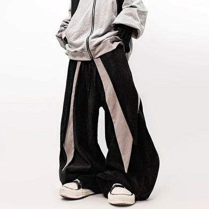 Fake Layered Curved Cut Wide Leg Cargo Pants WN23981