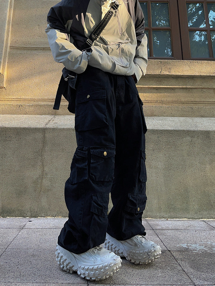 Multi-Pocket Straight Wide Leg Cargo Pants WN24384