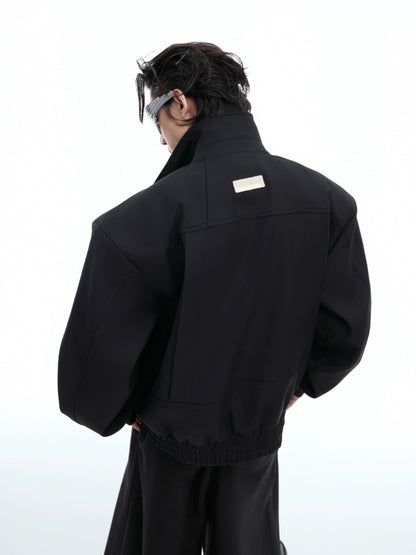 Shoulder Pad Tie Design Zipper Jacket WN8676