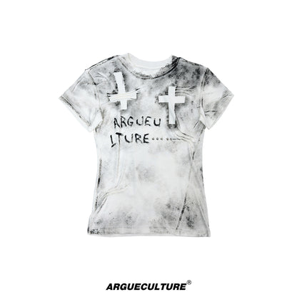 Cross Dirty Wash Stud Stretch Short Sleeve T-Shirt WN26997