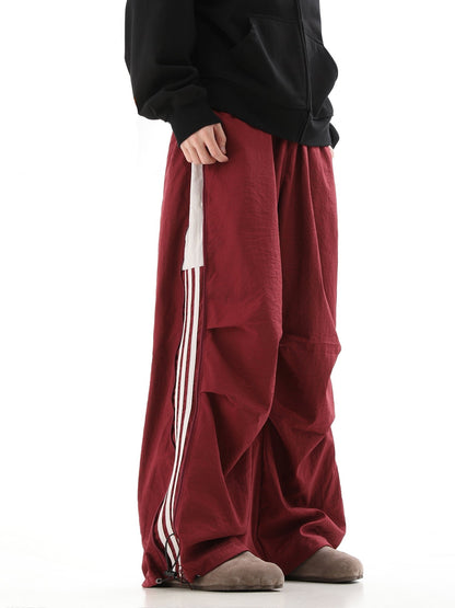 Side Stripe Fleece Linning Wide-Leg Sporty Pants WN10367