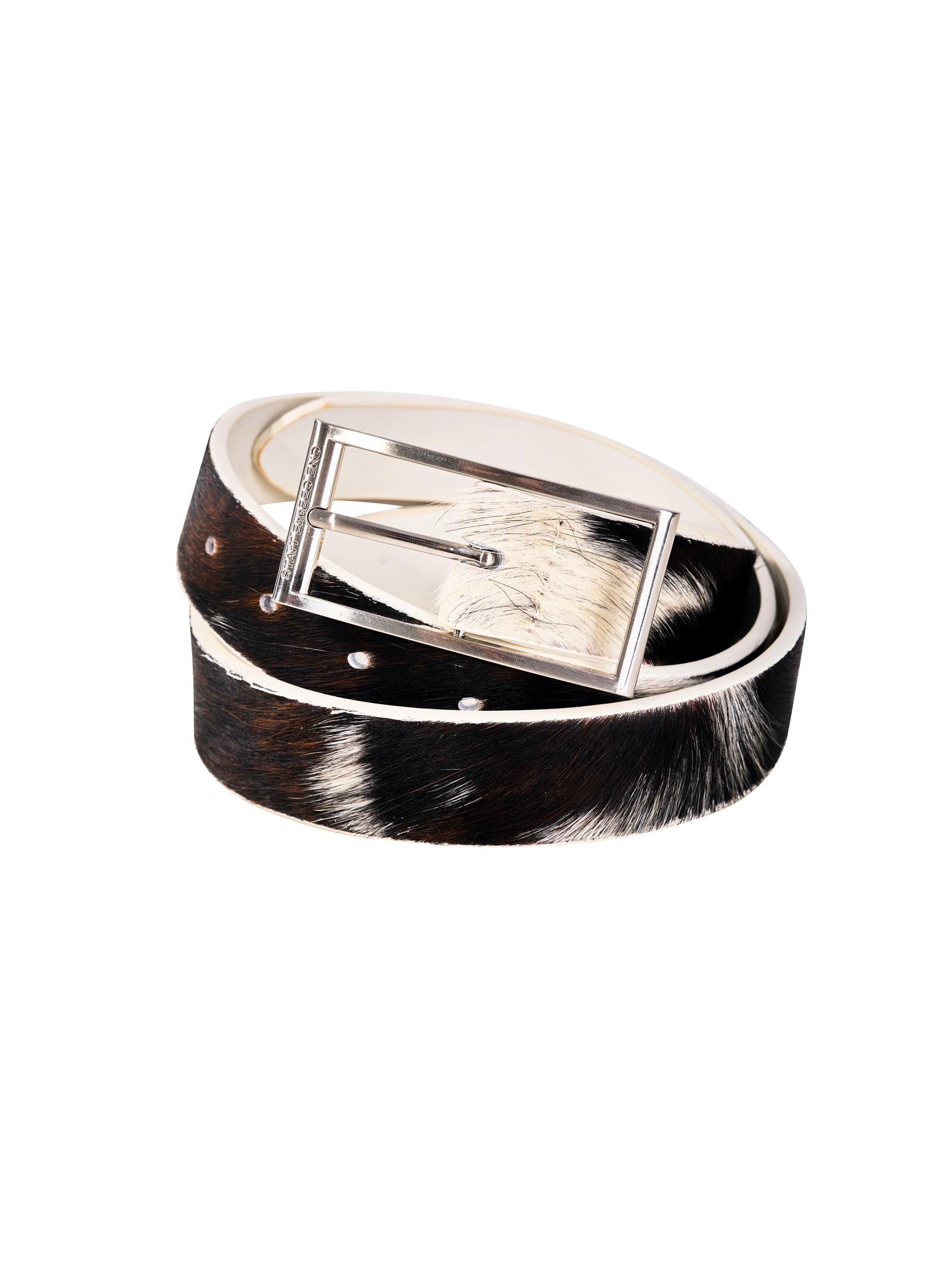 Cow Print Horsehair PU Leather Belt WN21775