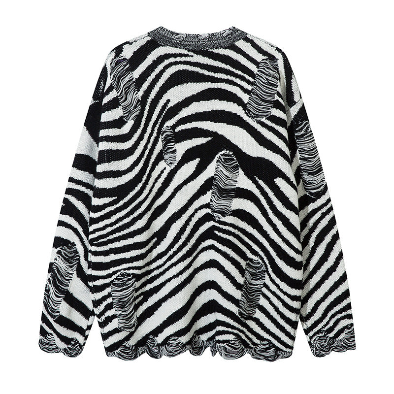 Zebra Print Oversize Knit Sweater WN11419