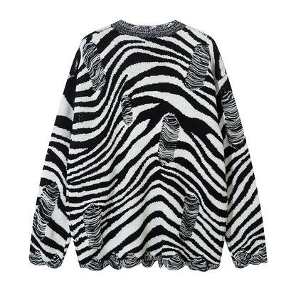 Zebra Print Oversize Knit Sweater WN11419