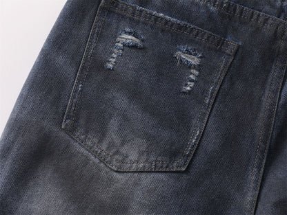 Dirty Dyed Whisker Wide Leg Denim Jeans WN26875