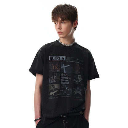 Washed Portrait Print Short Sleeve T-Shirt WN25534