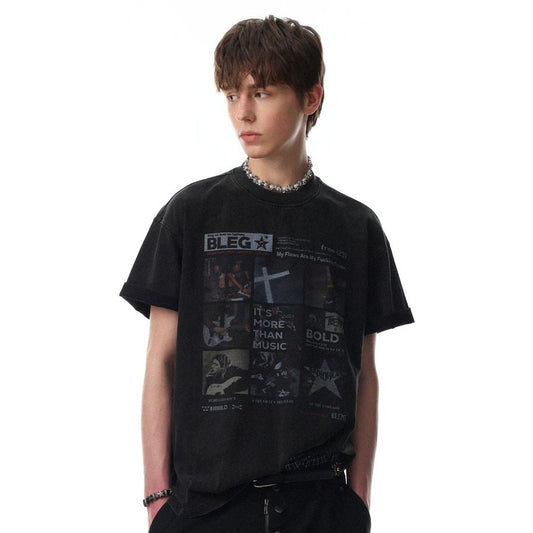 Washed Portrait Print Short Sleeve T-Shirt WN25534