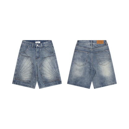Panel Washed Denim Half Jeans WN26967