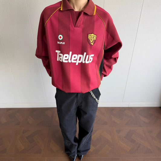 Stripe Patch Embroidery Polo Sweatshirt WN23606