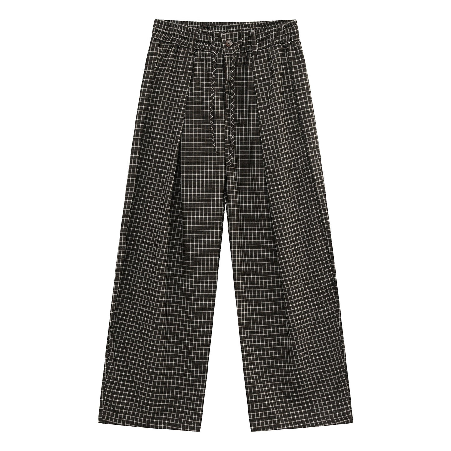 Check Pleats Wide Leg Trousers WN25006