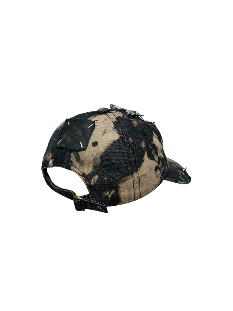 Cross Metal Hollow Tie-Dye Washed Cap WN21113