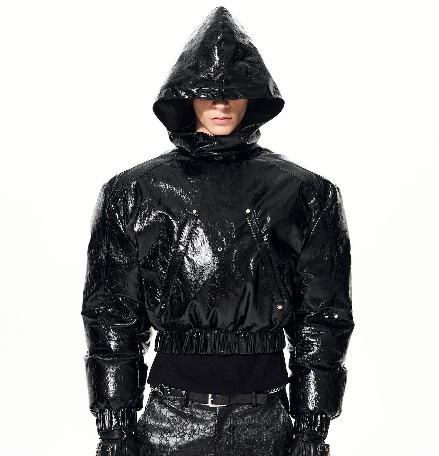 Zipper Deconstruct Hooded Puffer Jacket WN22697