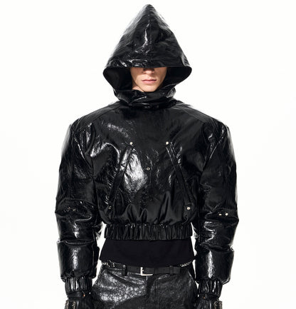 Zipper Deconstruct Hooded Puffer Jacket WN22697