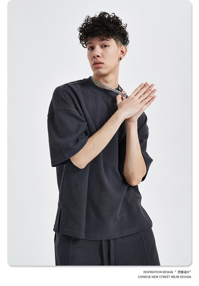Oversize Waffle Short-sleeve T-shirt & Waffle Short Pants Setup WN6627