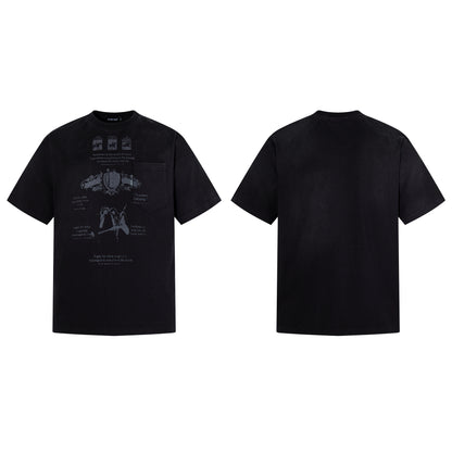 Graphic Print Pocket Design Short Sleeve T-Shirt WN25383