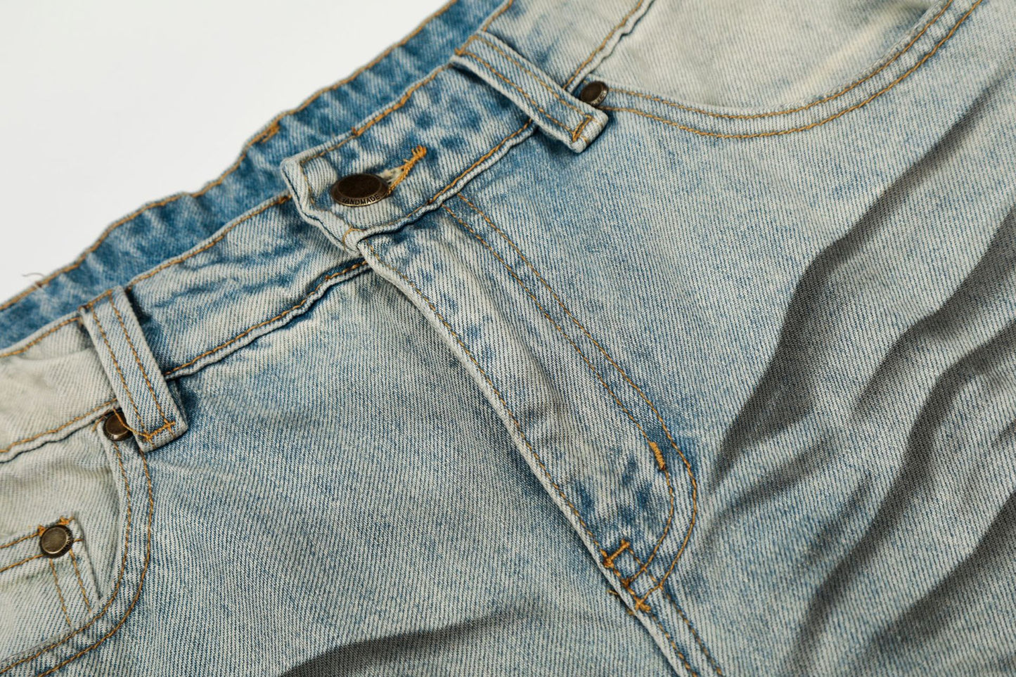 Washed Whisker Straight Denim Jeans WN25909