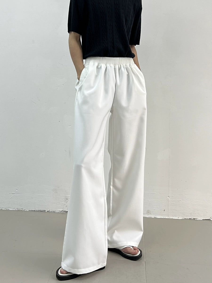 Plan Elastic Waist Wide-Leg Straight Pants WN7406