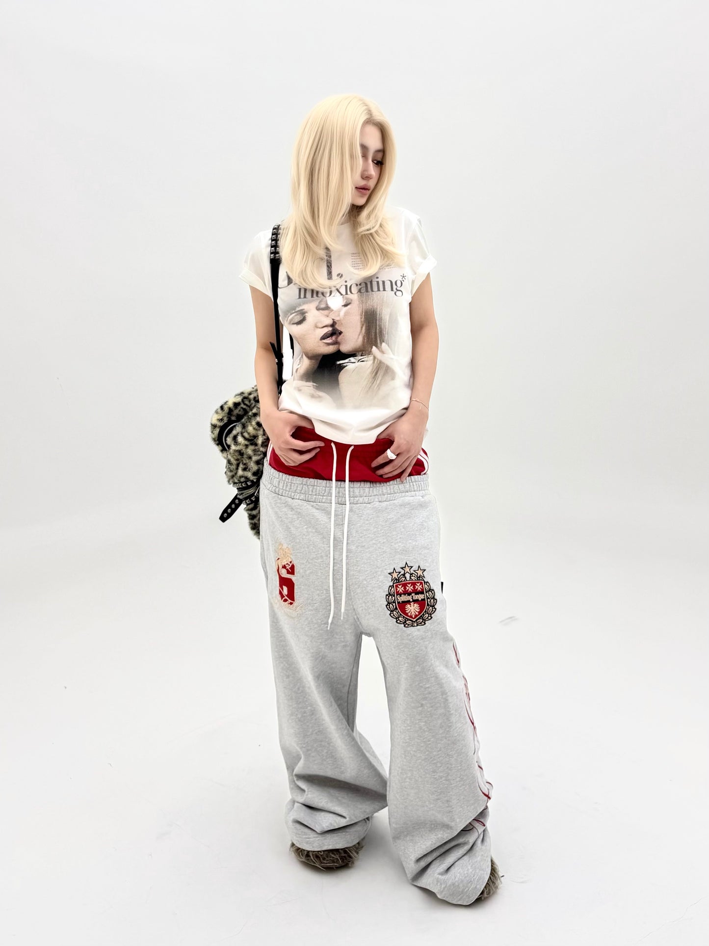 Double Waist Wide Leg Badge Sweatpants WN26653