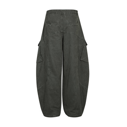 Multi-Pocket Deconstruction Curved Wide Leg Denim Jeans WN25858