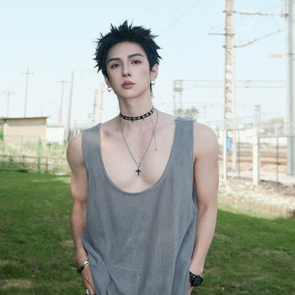 WN25077 Yang Yifan trendy brand necklace versatile personality men's necklace pendant hip-hop street fashion design pendant accessories WN25077