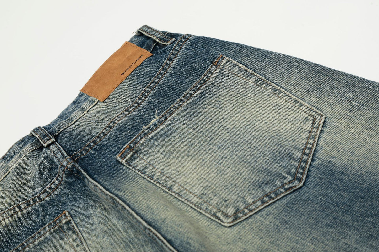 Whisker Damage Wide Leg Denim Jeans WN25973