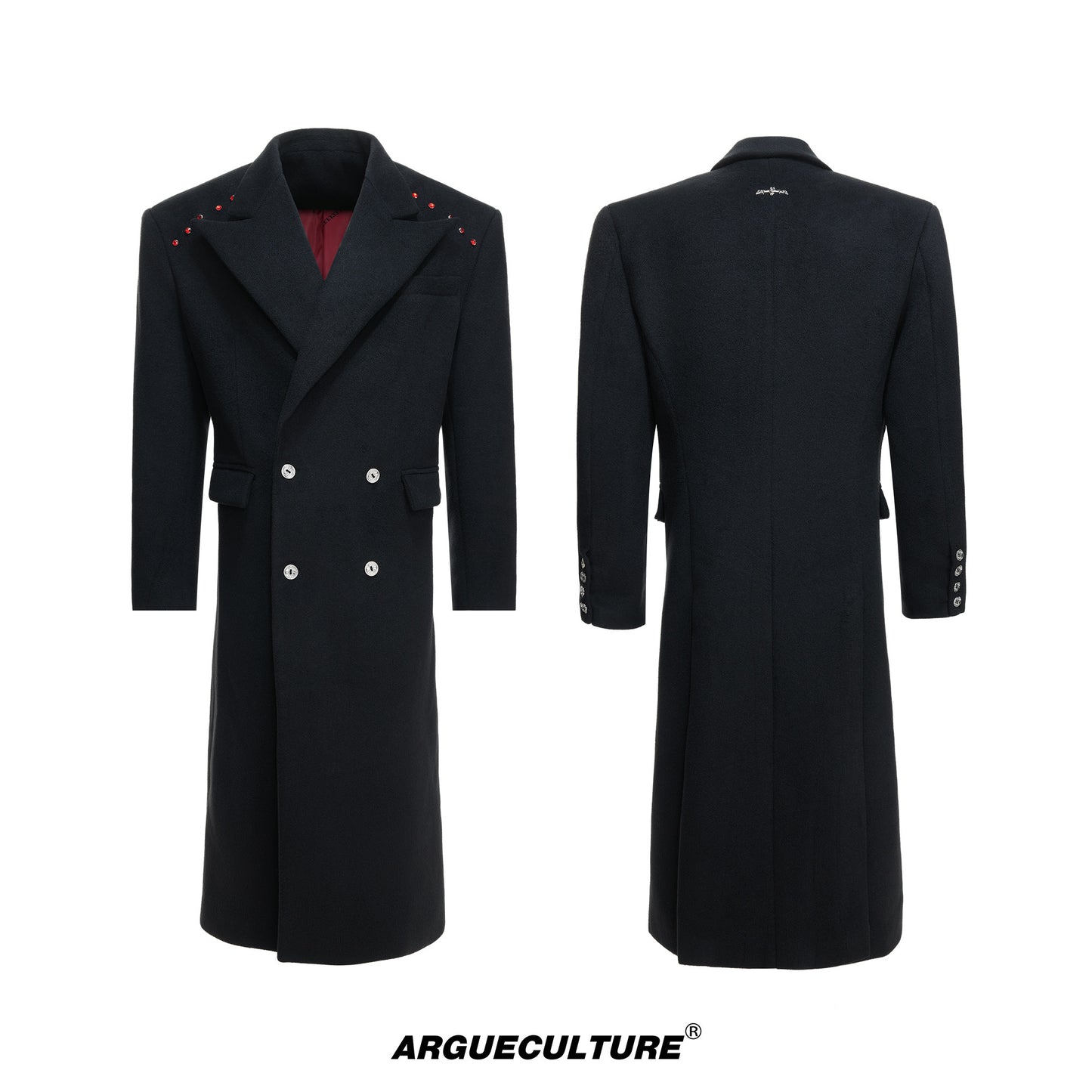 Heavyweight Double-Breasted Waist-Cinched Slit Coat WN23330