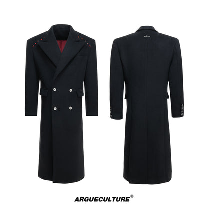 Heavyweight Double-Breasted Waist-Cinched Slit Coat WN23330