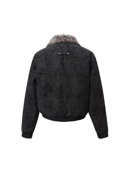 Fake Fur Trim Suede Quilting Jacket WN27914