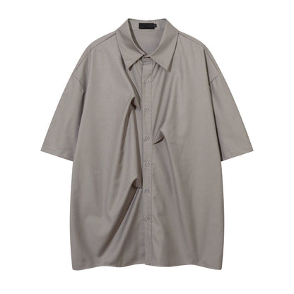 Pleats Oversize Short Sleeve Shirt WN5242