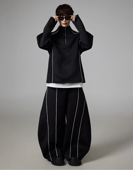 Deconstructed High-Neck Top & Wide Leg Pants Setup WN22296