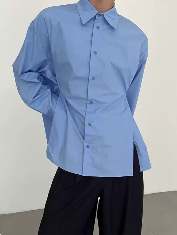 Adjustable Waist High Slit Long Sleeve Shirt WN21600