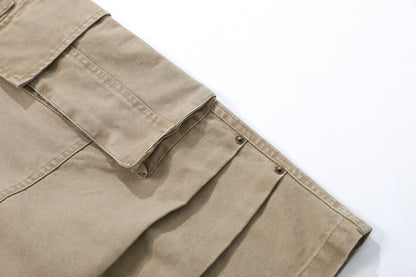 Washed Multi Pocket Cargo Half Pants WN25734