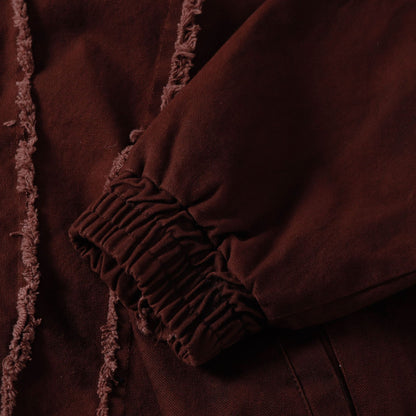 Frayed Damage Hooded Zipper Jacket WN27974