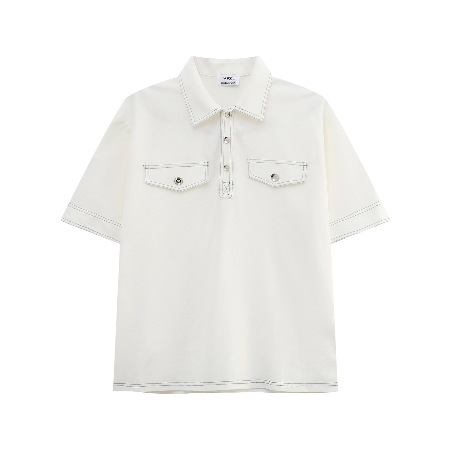 Contrast Stitch Short Sleeve Shirt & Wide Leg Trousers Setup WN24871