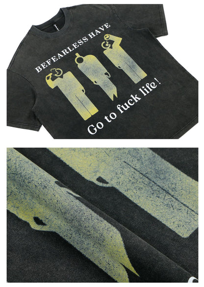 Washed Figure Graphic Oversize Short Sleeve T-Shirt WN26342