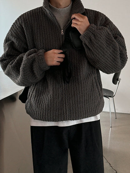 Standing-Collar Oversize Zipper Boa Fleece Jacket WN20232