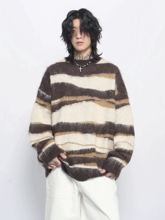 Color-Block Mohair Oversize Knit Sweater WN13149