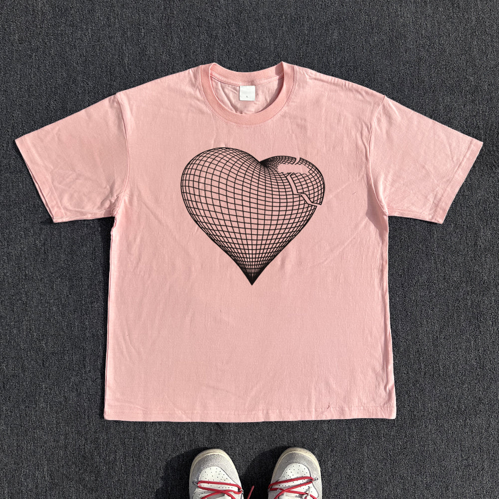 Heart Line Art Design Short Sleeve T-Shirt WN15825