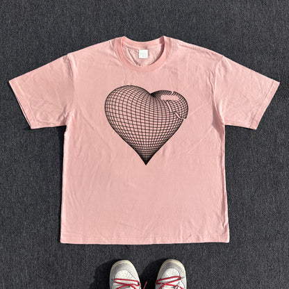 Heart Line Art Design Short Sleeve T-Shirt WN15825