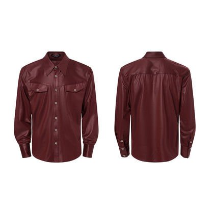 Acetate Texture Shoulder-Pad Long Sleeve Shirt WN23288