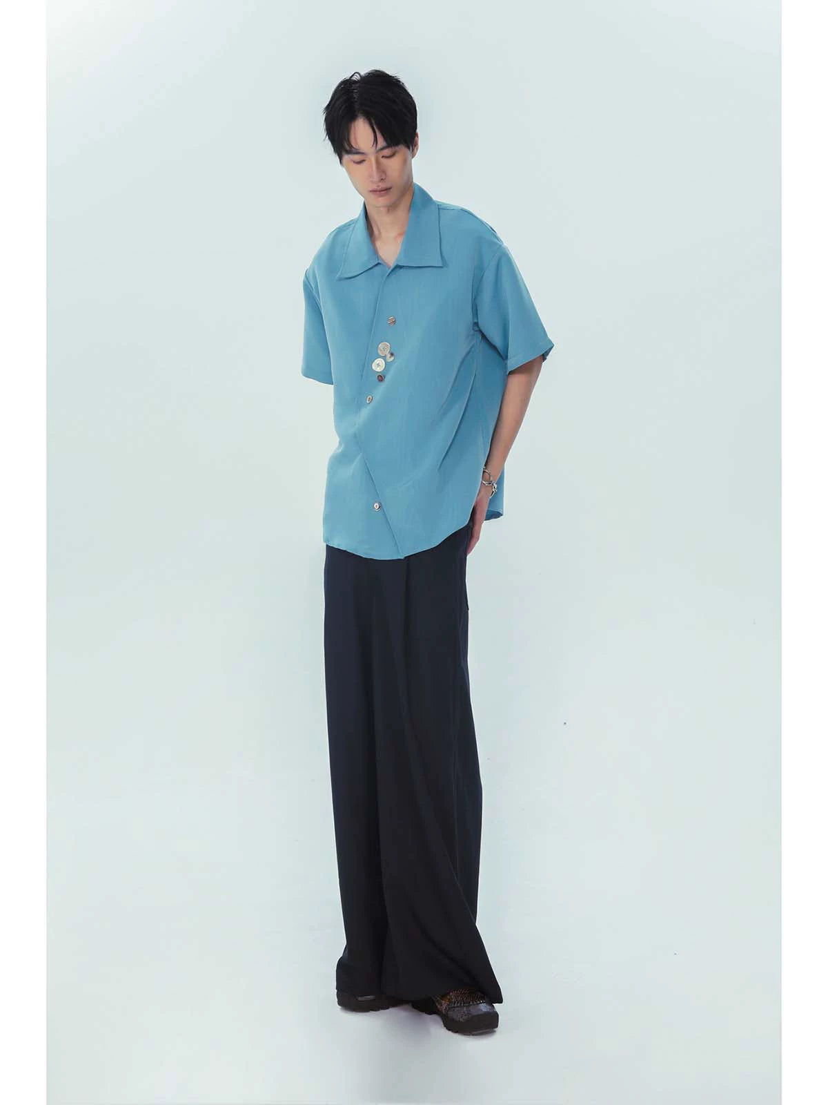 Irregular Ripple Design Short Sleeve Shirt WN19018