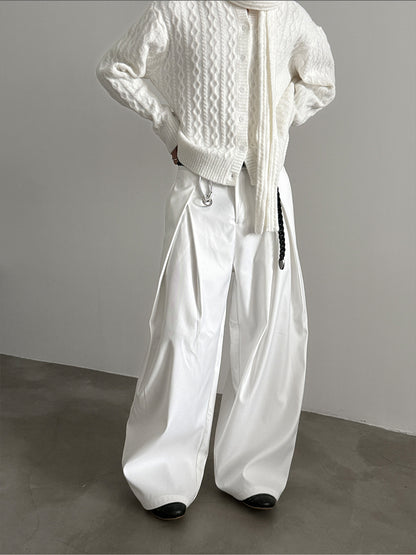 Heavyweight Pleats Wide-Leg Trousers WN15267