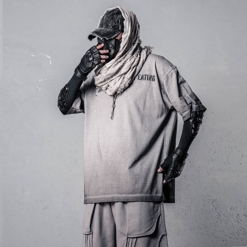 Damage Wash Letter Print Short Sleeve T-Shirt WN22485