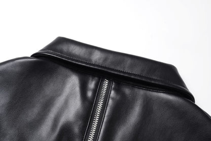 Pocket Detail Zipper PU Leather Jacket WN28054