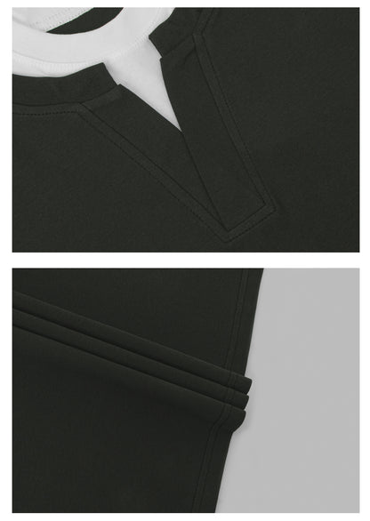 Double-Collar Fake Layered Short Sleeve T-Shirt WN26319