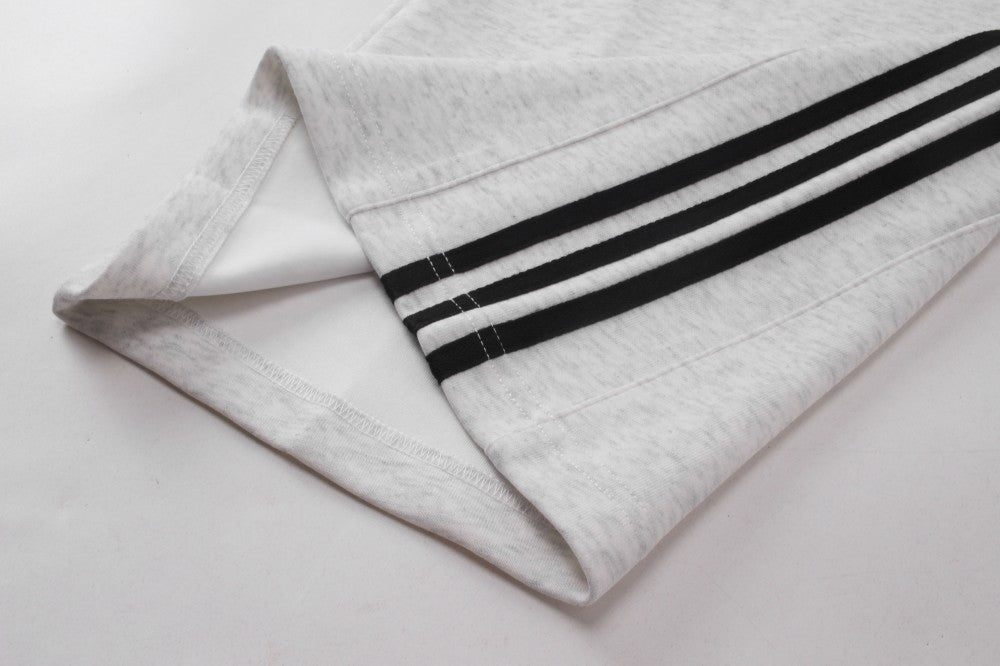 Stripe Zipper Hoodie & Wide Leg Drawstring Sweatpants Setup WN27993