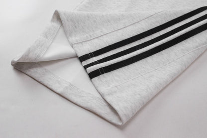 Stripe Zipper Hoodie & Wide Leg Drawstring Sweatpants Setup WN27993