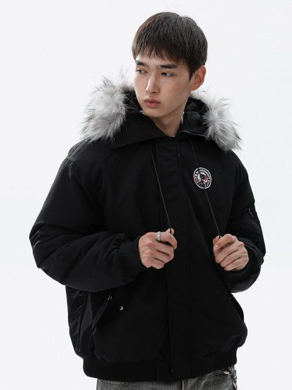 Warm Hooded Fake Fur-Collar Puffer Jacket WN22111